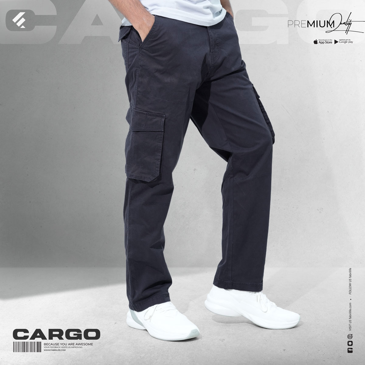 Premium Cargo Pant [6 Pocket]- Navy